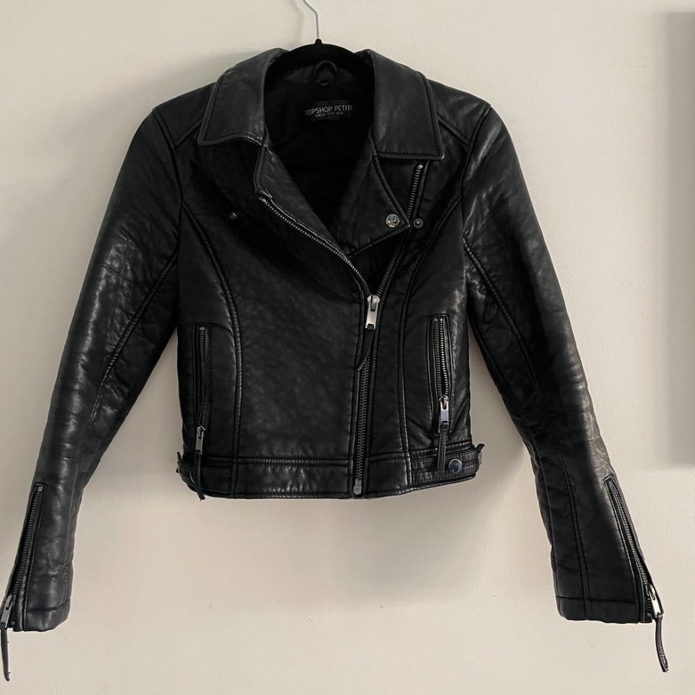 topshop faux leather jacket sz xs
